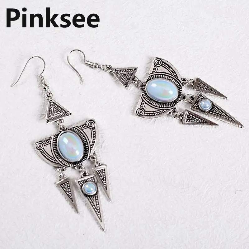 

Antique Silver Color Triangle Egyptian Drop Earrings Geometric Morocco Dangle Earrings for Women Long Tassel Earrings bijoux