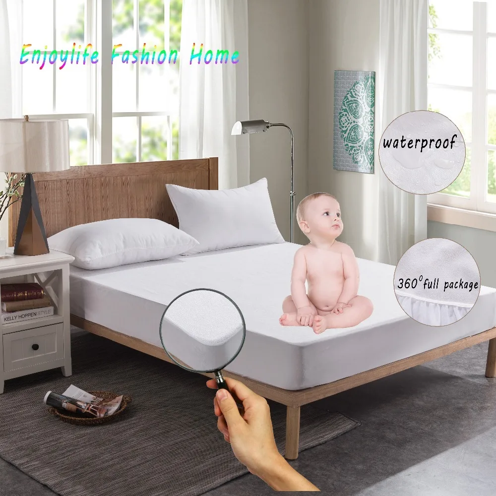 

180X200CM Terry Waterproof Mattress Cover Breathable Anti-mite Bed Protection Pad Cover Waterproof Bed Sheet Mattress Pad Cover