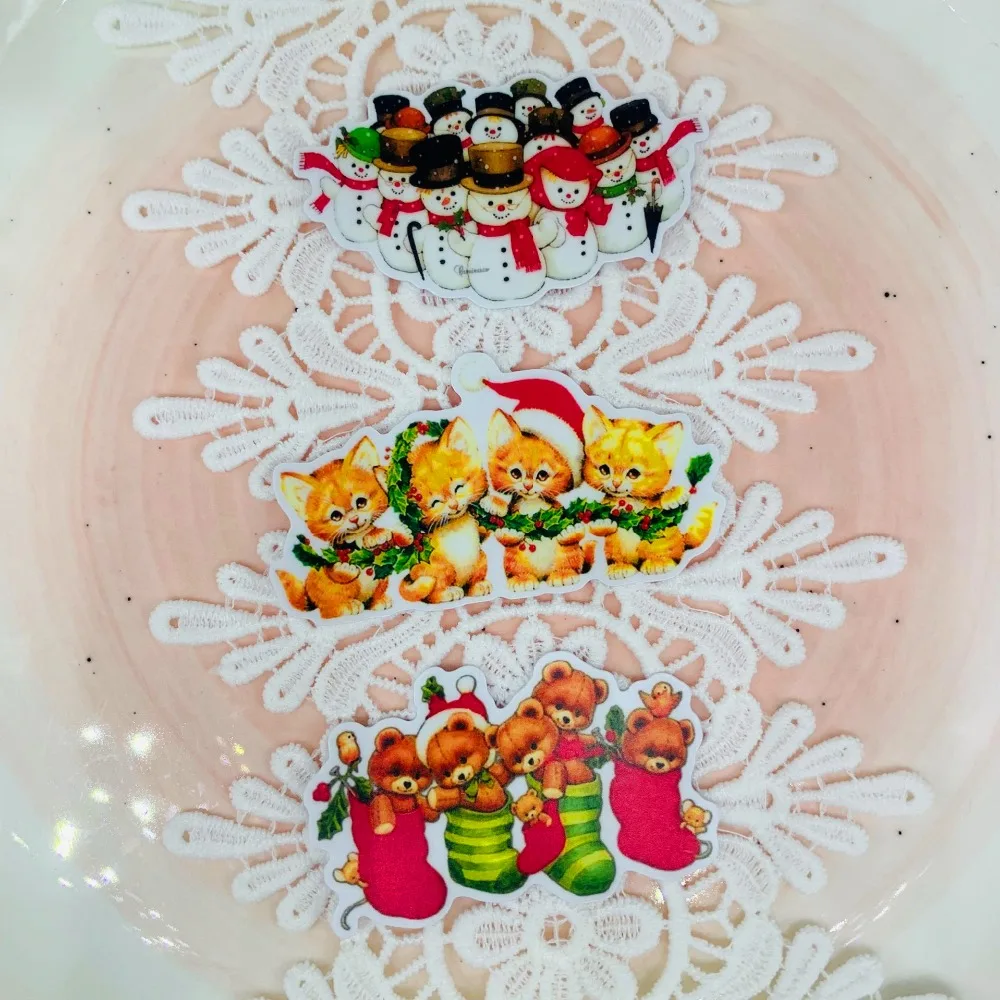 35pcs Christmas combination Kids Fun Paper Stickers Homemade Bookkeeping Decals on Laptop / Decorative scrapbooking / DIY