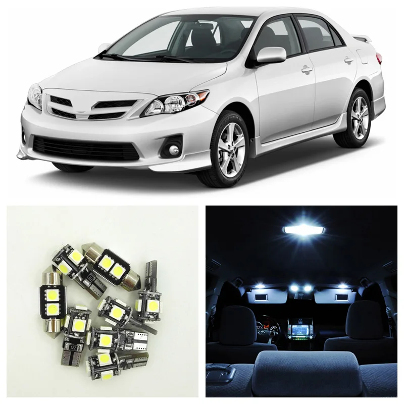 

Edislight 8Pcs Xenon White LED Lights Bulb Interior Package Kit For Toyota Corolla 2003-2011 Map Dome License Plate Light