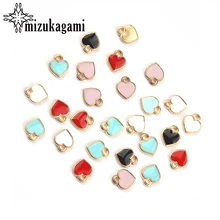 50 шт. 8 мм цинковый сплав Эмаль Подвески Мини сладкое сердце Подвески для DIY ожерелья ювелирные браслеты аксессуары