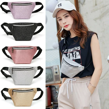 

Adjustable Strap Fanny Pack 2019 Newest Women's Sequins Travel Waist Bag Holiday Money Wallet Mini Bum Belt Bag Pouch Fashion