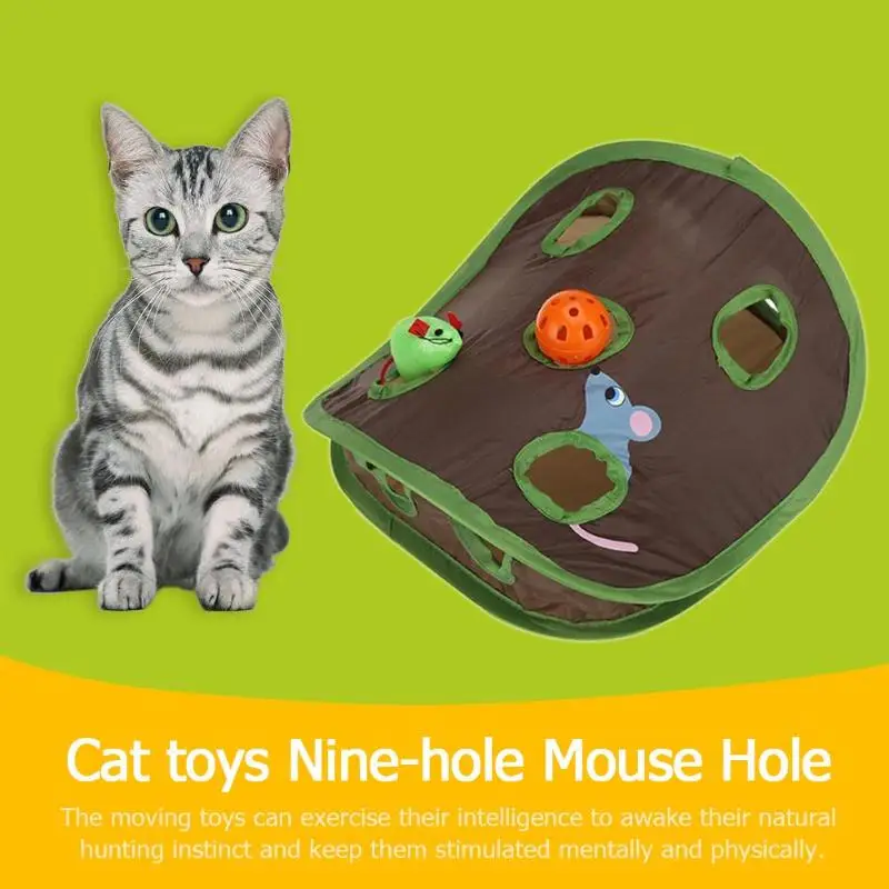 Кошки-мышки Белл тент для игры w/9 отверстий Pet скрыть складной туннель интерактивные игрушечные лошадки