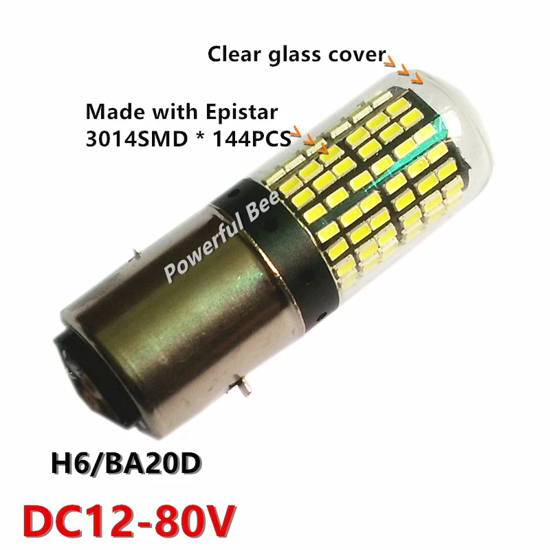 Новые 35 Вт 144SMD Супер Белый светодиодный DC12-80V мотоцикл автомобиль велосипед фары лампы H4/9003/HB2 H6/BA20D Hi/Lo луч