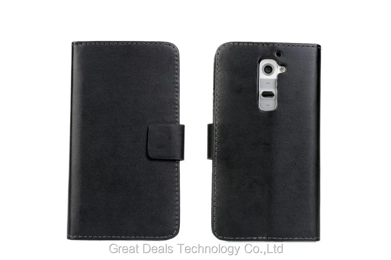 Новое поступление для LG G2 PU кожаный чехол с подставкой+ Бесплатный протектор экрана - Цвет: Черный