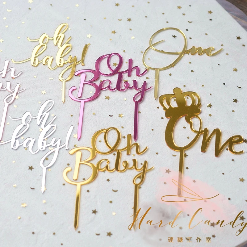 2 шт золотой розовый акриловый &quotOne&quot Oh Baby &quotторт Топпер для украшения вечеринки