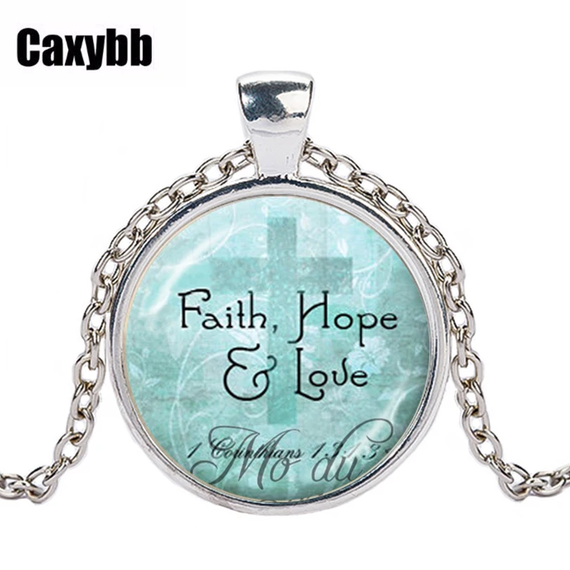 Caxybb Christian Jewelry Bible Pendant Love Hope Faith Quote Jewelry 1
