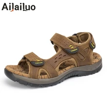 Лидер продаж; Новинка; модные летние пляжные мужские туфли для отдыха; высококачественные кожаные сандалии; мужские сандалии больших размеров; размеры 38-45; 3360