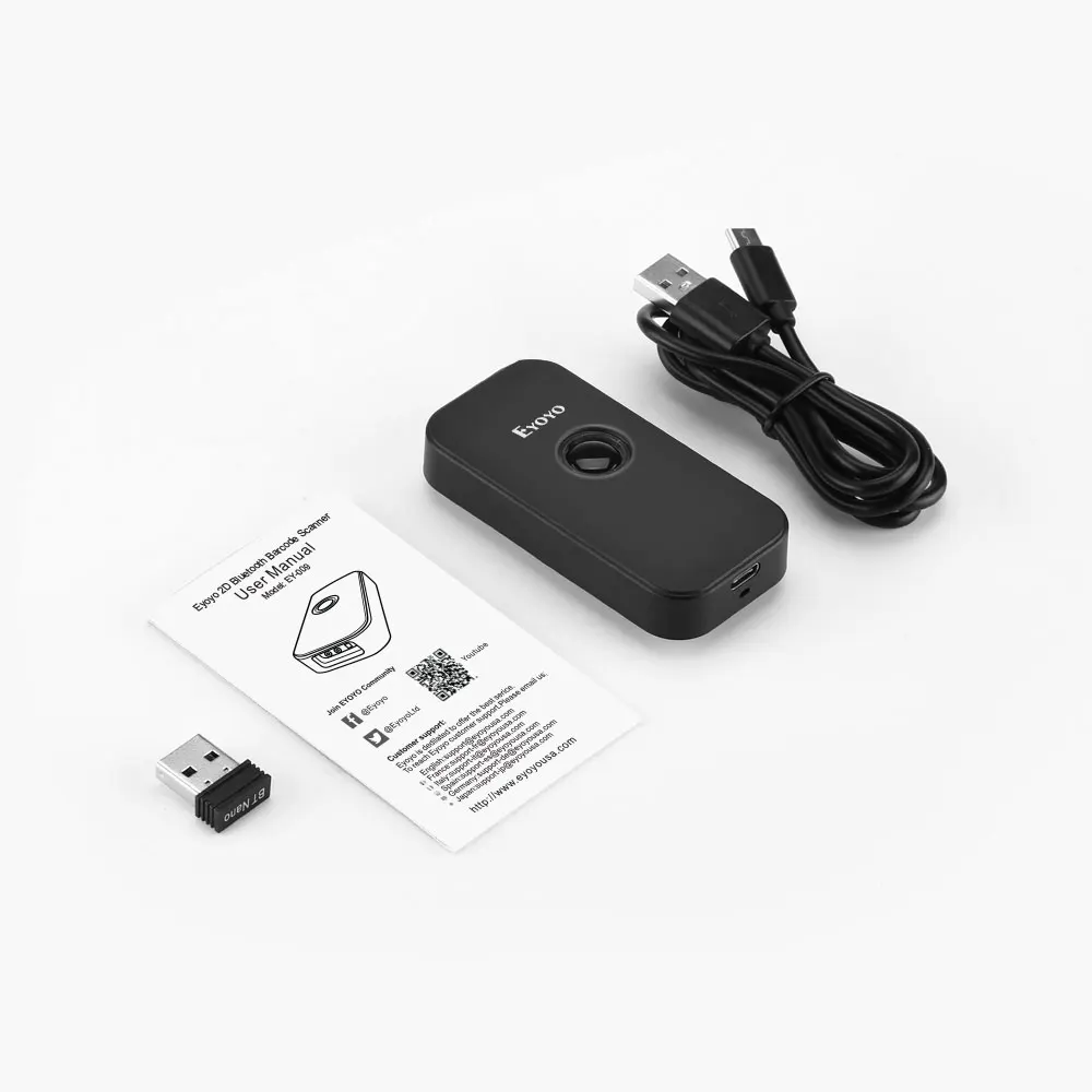 Eyoyo EY-009 Mini 1D/2D QR Barcode Scanner 2.4G Wireless&Bluetooth Bar Code Reader Portable 1D QR Image Scanner for IOS Android pdf document scanner