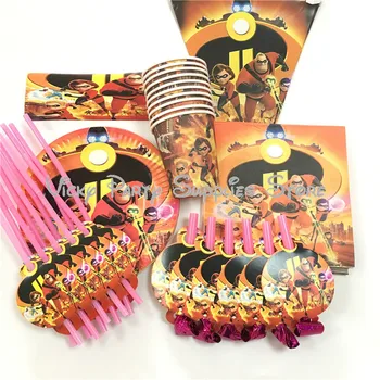 

72pcs/lot The Incredibles Theme Disposable Tableware Kid Birthday Baby Shower Party Paper Cup Plate Party Decoration Supplies