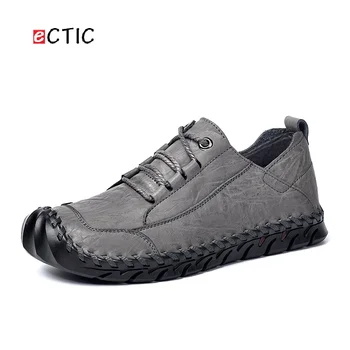 

ECTIC Brand New Soft Genuine Cow Leather Shoes Men Casual Leisure Driving Soft Footwear Zapato Cool Handsome Calcado