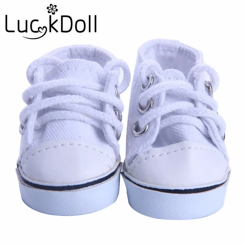 

LUCKDOLL Solid Color Canvas Shoes with Straps for fit 14.5 inch Doll Wellie Wishers Accessories Girls Toys,Generation,Gift