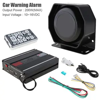 

Weather-proof 12V 200W 18 Tone Car Warning Alarm Police Siren Horn PA Speaker with MIC System and Wireless Remote Control