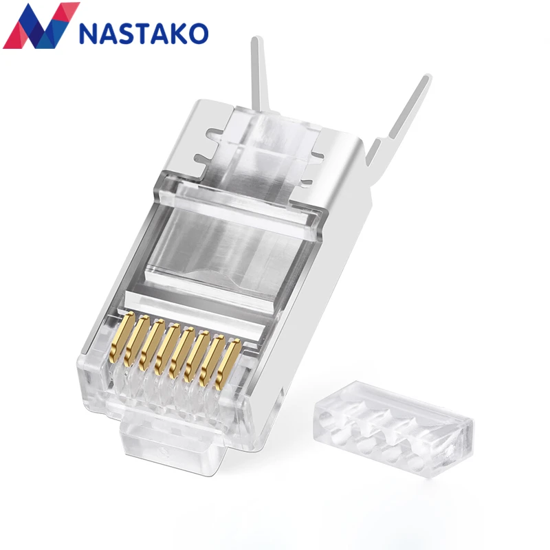 NASTAKO Cat6a Cat7 RJ45 разъемы Cat 7 штекеры Экранированный FTP 8P8C сетевой ethernet кабель
