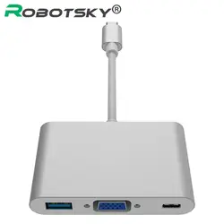 Ленты/золото USB 3.1 Тип-C VGA USB 3.0 Тип c конвертер Кабель-адаптер HDTV для apple macBook