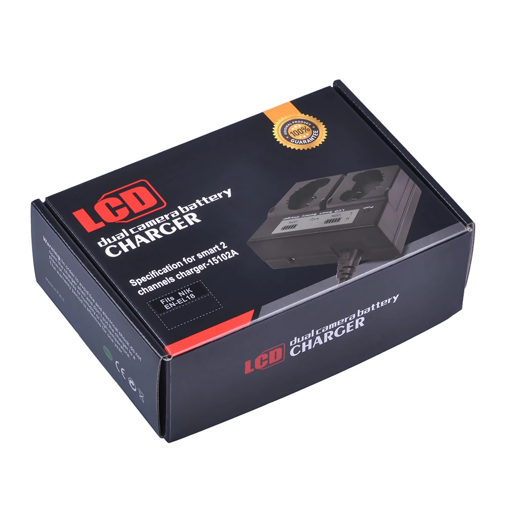 2Pcs 3000mAh EN-EL18 EN-EL18A Battery+Smart Rapid LCD Dual Charger for Nikon EN EL18 ENEL18 D4, D4S, D5, MB-D12, D800, D800E