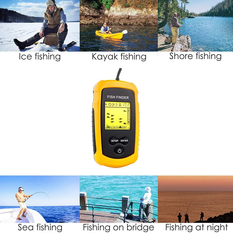 Portable Fish Finder Echo Sounder Fishing Fishfinder Wireless Sonar Sensor Alarm Transducer Deeper Underwater Hunting Camera (12)