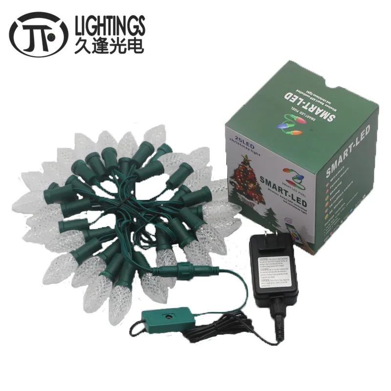 

One set LED Christmas lights string outdoor Addressable WS2811 DC12V pixel Module 25nodes/strand C9/S24 via Bluetooth APP