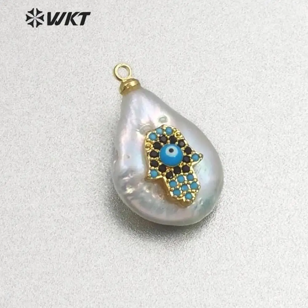 

WT-MP133 natural freshwater pearl&CZ Pendant irregular shape with stone pave stars heart Pendant women fashion Pendant Jewelry