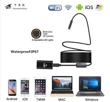 TRINIDAD WOLF 720P Wifi Endoscope Camera Waterproof Semi Rigid Hard Tube and Softwire for Android IOS mini camera Inspection