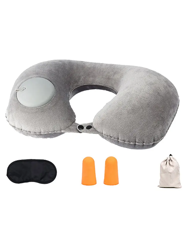 

Folding U-Shape Neck Pillow Set Travel Pillow For Airplane Inflatable Comfortable Pillows Home Textile with Earplugs Eye Mask