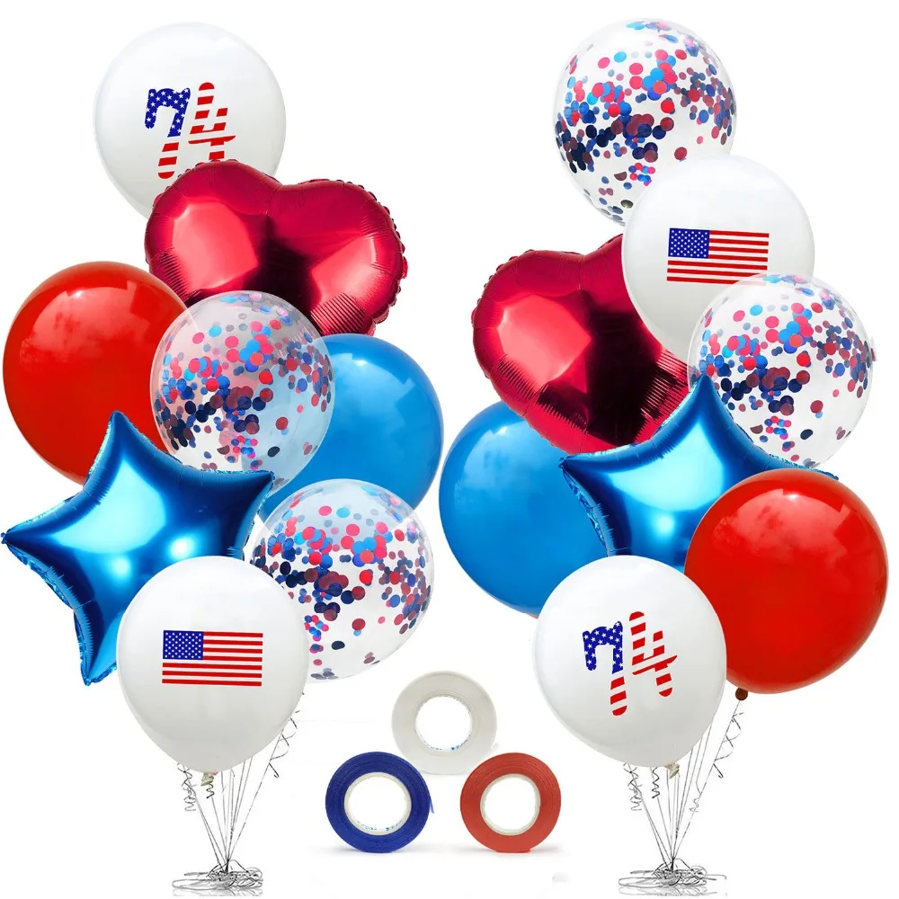 

American Independence Day Balloons Decorations 4th of July 74th Anniversary Patriotic Sequin Balloon American Flag Balloons