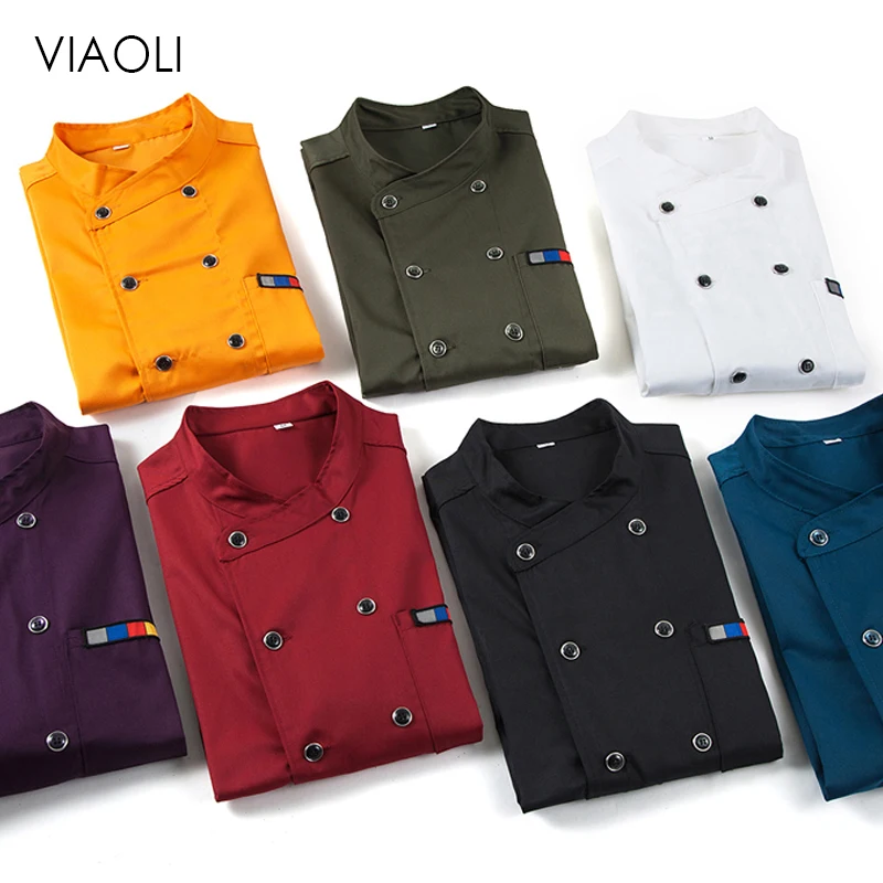 

Chef Uniform Unisex Restaurant Kitchen Breathable Double Breasted Shirt Chef Jacket+cap+apron work short sleeves clothes for men