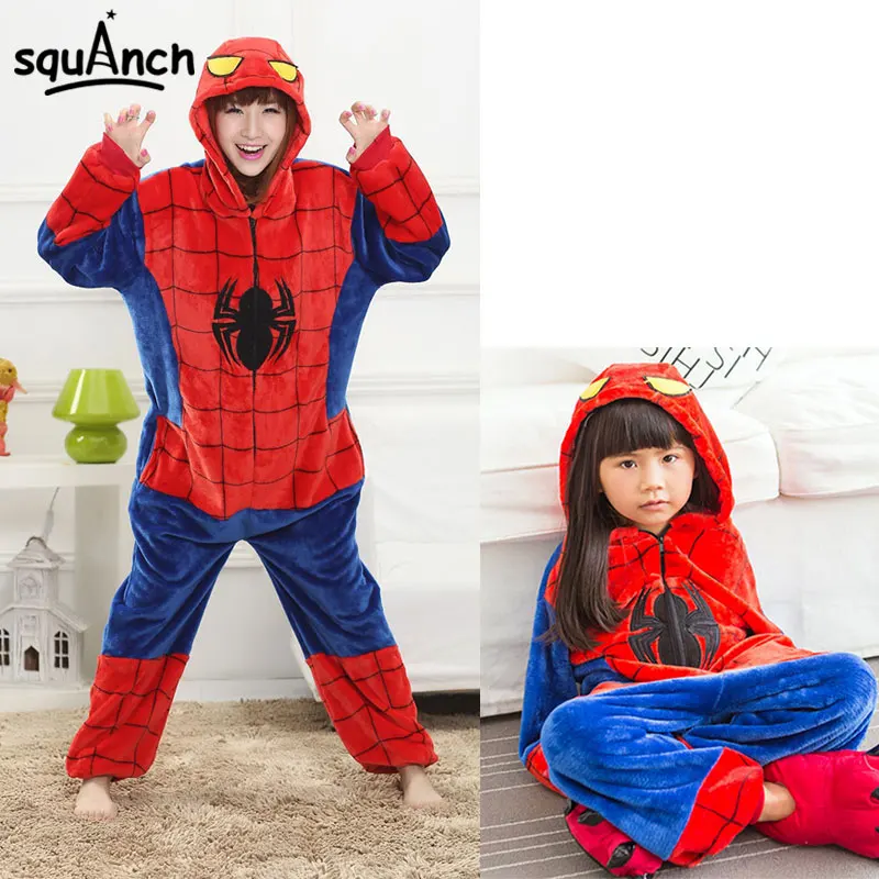 

Cartoon Anime Spider Kigurumi Men Women Overall Boy Girl zipper Onesies Winter Warm Funny Pajama Performance Festival Jumpsuit