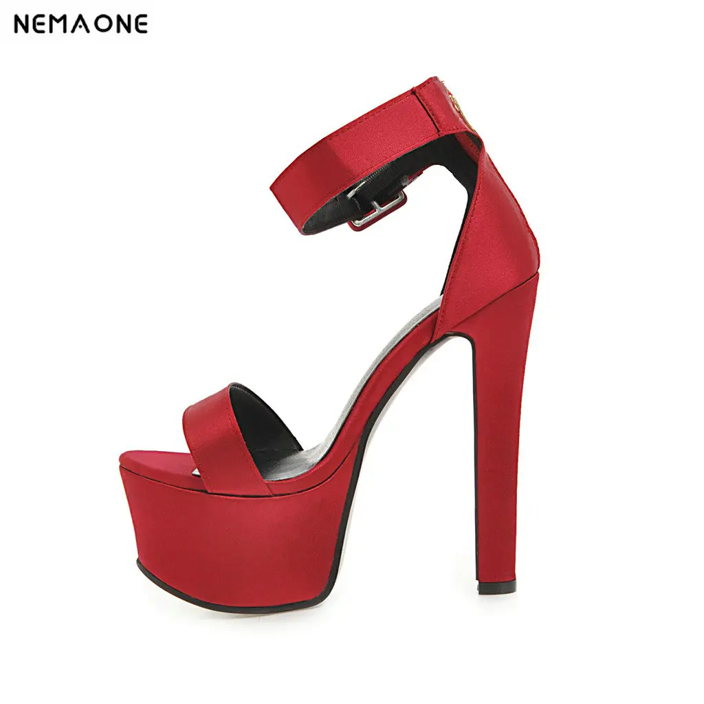 

NEMAONE Sandals Women Shoes 2019 New Summer 16cm High-Heels Waterproof Thick Bottom Thin Heels Model Car Show Nightclub Sandal
