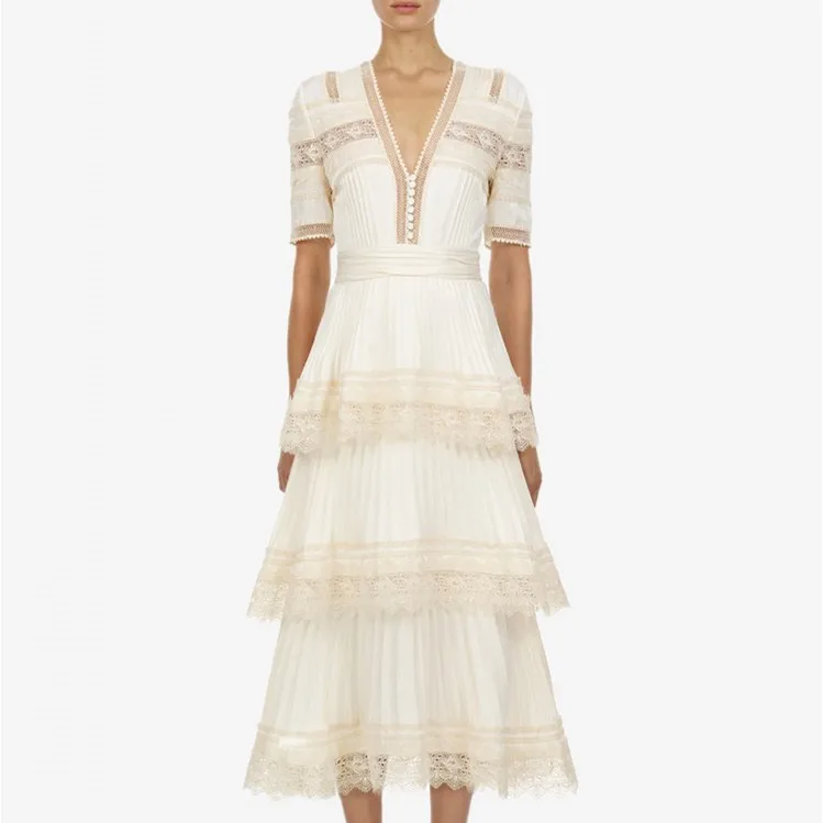 

Women Dress Limited Cotton Ukraine Plus Size 2019 New Women's Dress Multi-layer V-neck Short-sleeved Cake Woman Party Summer