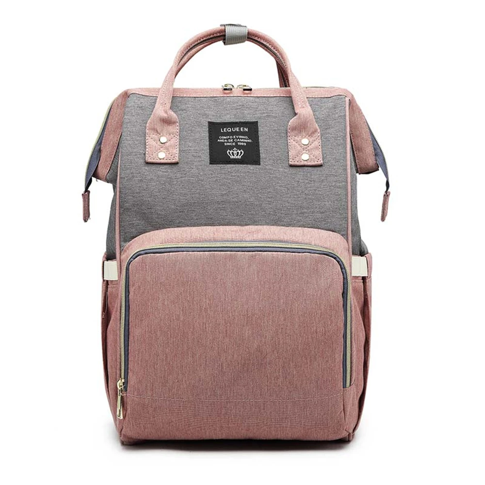 pink x gray Сумка для подгузников для мам и мам, Большая вместительная сумка для подгузников, дорожный рюкзак для кормления, сумка для ухода за ребенком, женская сумка для коляски, сумка для кормления - Цвет: pink x gray
