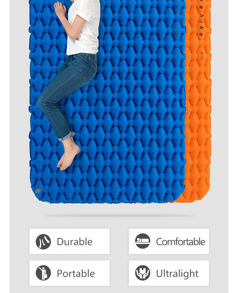  Naturehike Ultralight 2 Person Camping Sleeping Pad Mattress Lengthened Inflatable Mat Portable Wit