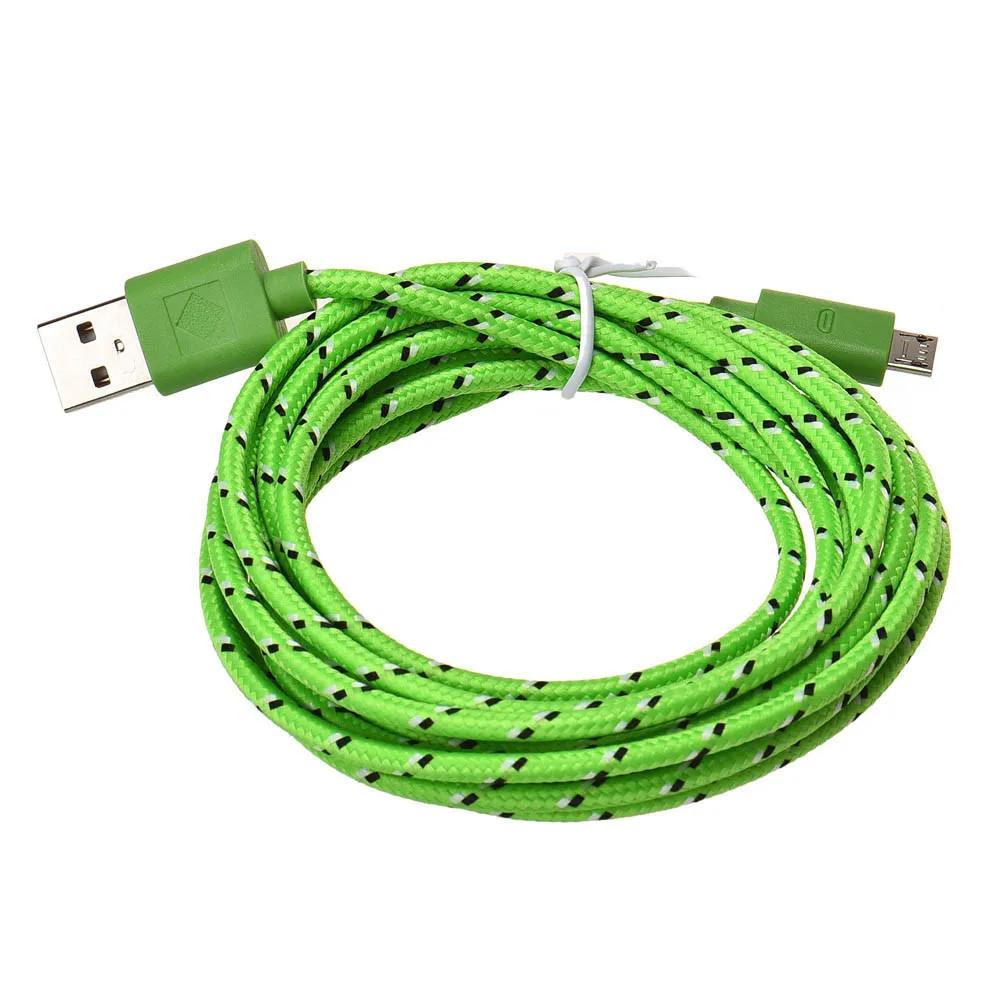 2 м/3 м шнур телефон универсальный телефонный кабель микро USB телефонный кабель для сотового телефона смартфон зарядный кабель синхронизации данных# SYS - Цвет: Green
