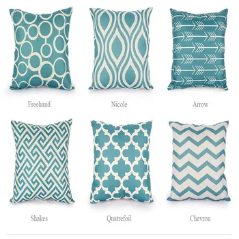 

Quatrefoil Turquoise Pillow Case Decorative Pillows Linen Cushion Cover Home Decor Geometric Throw Pillows Scandinavian Cusion