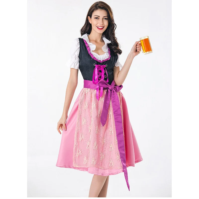 Lanshitina пиво oktoberfest девушка костюм горничной Wench Германия Bavarian короткий рукав нарядное платье Dirndl для взрослых женщин