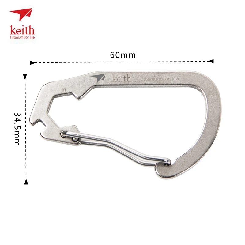 

Keith Titanium EDC Tools Multi-function High Strength Titanium Carabiner With Bicycle Steel Wire Bayonet 10 Allen Wrench Ti1104