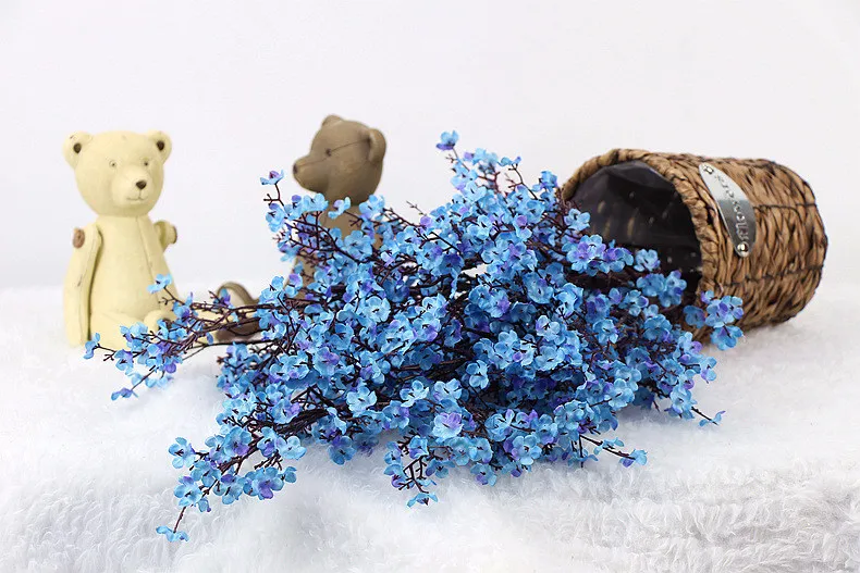 blue JAROWN европейские искусственные Гипсофилы цветок ветка симуляция вишни цветы украшение дома Свадебные невесты держа Букет DIY - Цвет: blue