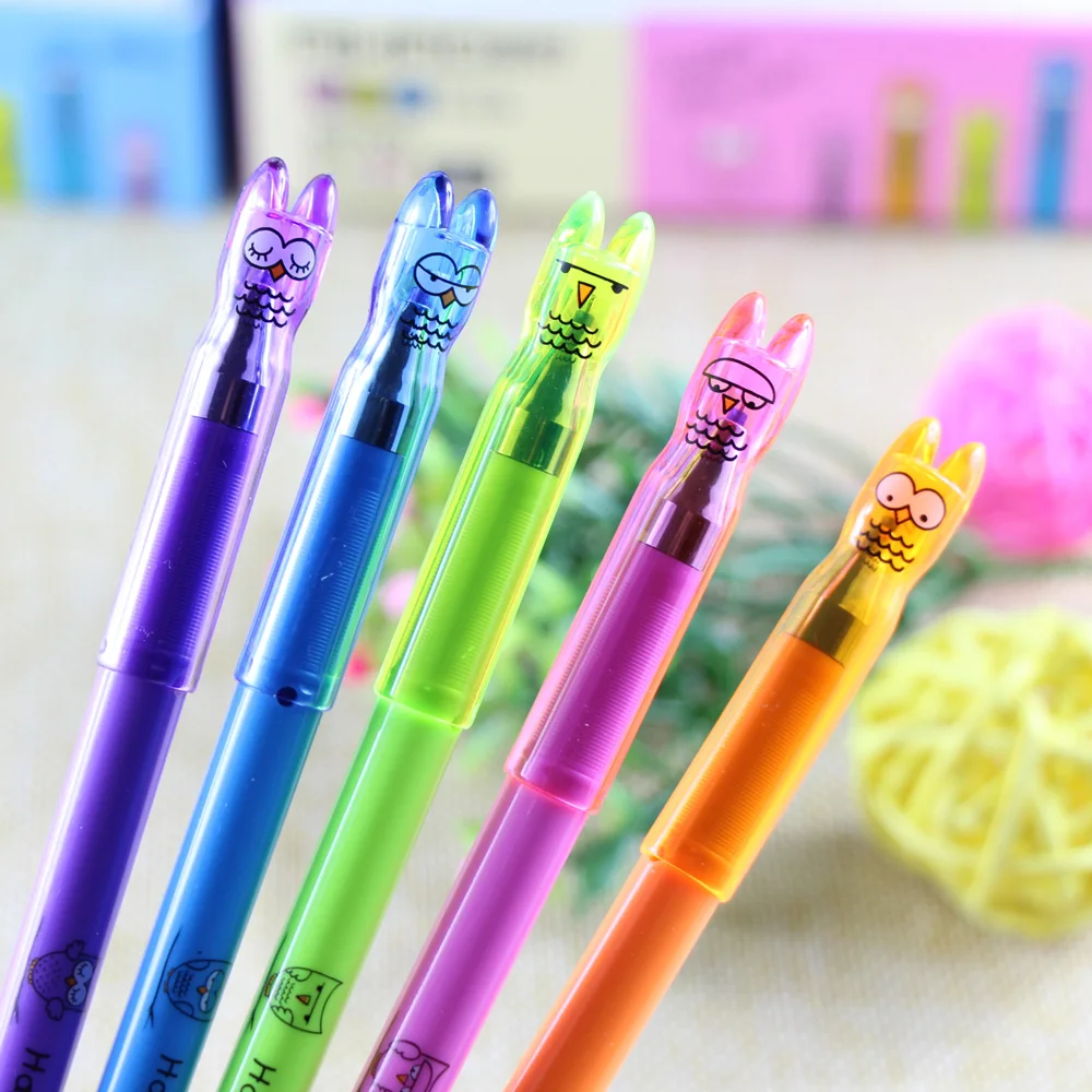 2PCS Cute Kawaii Owl Erasable Gel Pen Writing Signing Pen Student Stationery School Office