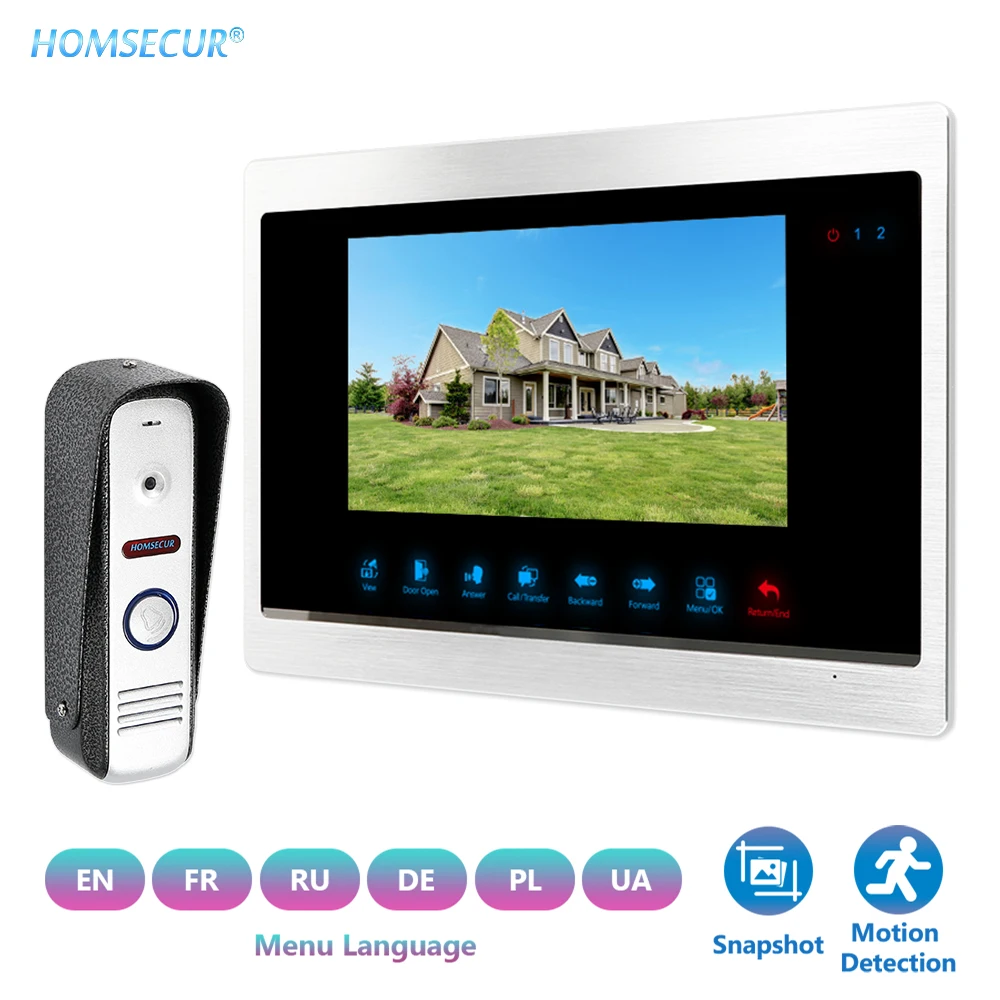 HOMSECUR 7 "Hands-free видео и аудио умный дверной звонок Домофон с камера из алюминиевого сплава BC011HD-S + BM705HD-B