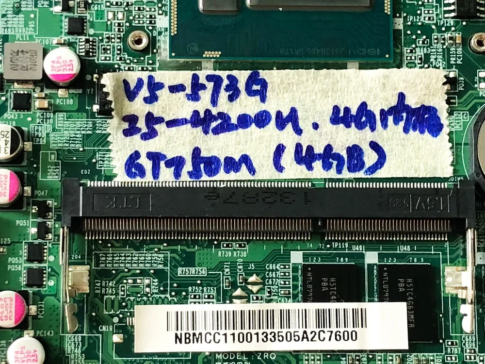  Original for ACER V5-573G laptop motherboard V5-573G I5-4200U 4GB GT750M 4GB DAZRQMB18F0 NBMCC1100 