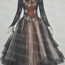 Бальные танцы тюль платье, Вальс Танго Бальные танцы платье, девушки/женское для современных танцев, соревнование платье, стандартный танец