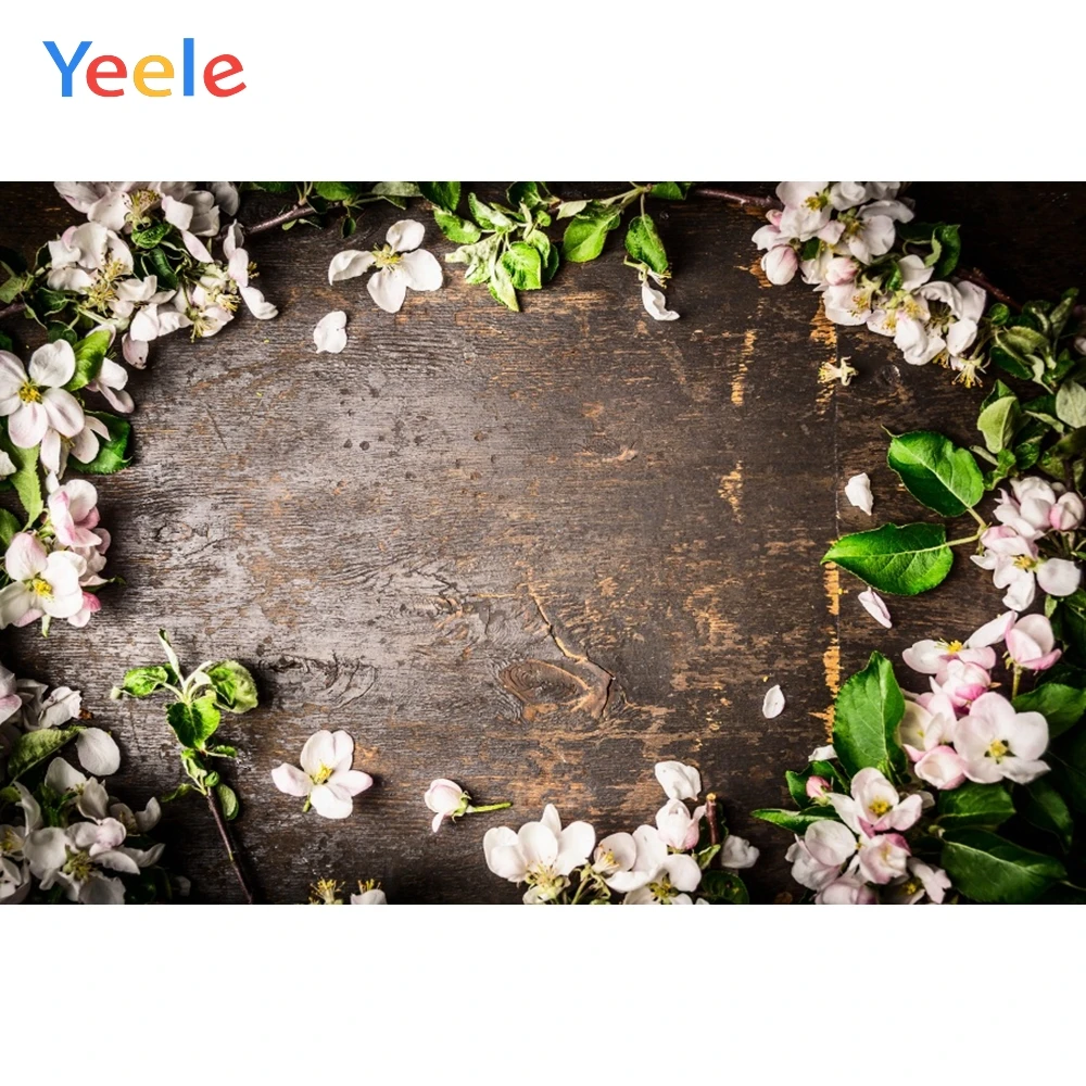

Yeele Grunge Wooden Boards Backdrops Brown Flowers Photography Background Customized Photographic Backdrop For Photo Studio