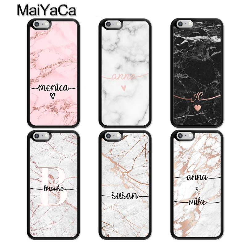 

MaiYaCa PERSONALISED ROSE GOLD MARBLE NAME INITIALS Case For iphone 11 Pro MAX X XR XS MAX 6 6S 7 8 Plus 5 TPU Back Cover Fundas