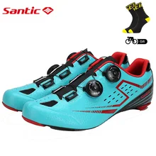 Santic Men’s Cycling Road Shoes with Carbon Fiber Sole Light Bike Bicycle Riding Shoes for Men Breathable Annular Alignment