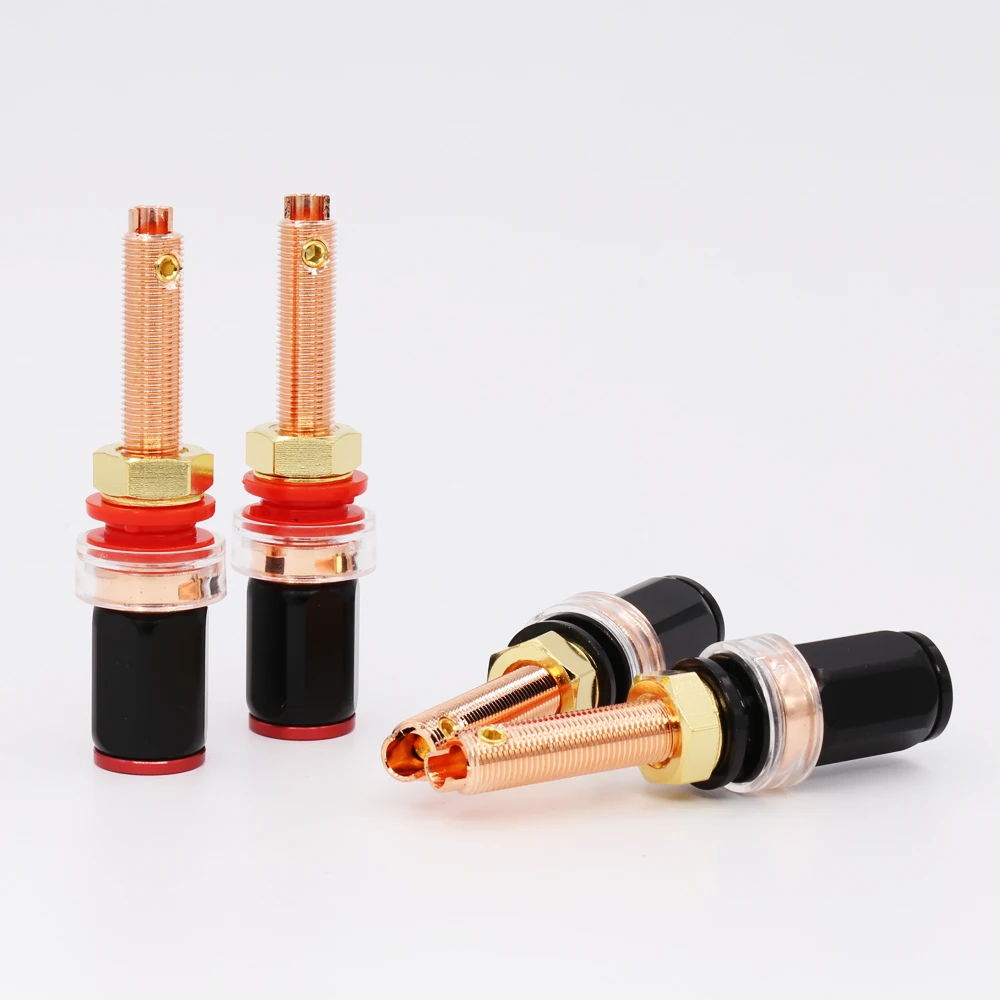 

4pcs Red Copper Plated Speaker Terminal Binding Post Socket