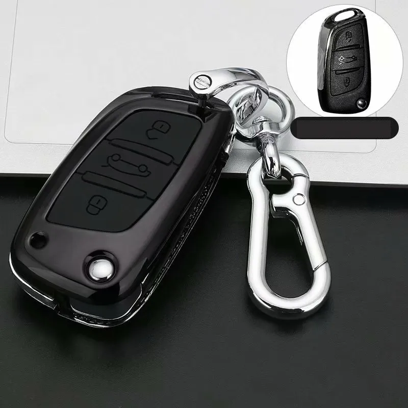 Чехол для автомобильного ключа, складной пульт дистанционного управления, брелок для peugeot 207 307 308 для Citroen C2 C3 C4 C5 C6 C8, аксессуары - Название цвета: Черный