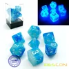 Bescon Gemini Glowing Polyhedral Dice 7pcs Set ICY ROCKS, Luminous RPG Dice Set d4 d6 d8 d10 d12 d20 d%, Brick Box Packaging 1
