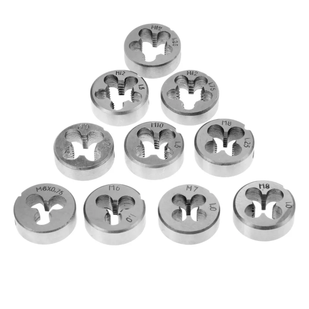 

10pcs/set metric circular die set M6 M8 M10 M12 wrench Hss Circular Die Die for screw tap suits