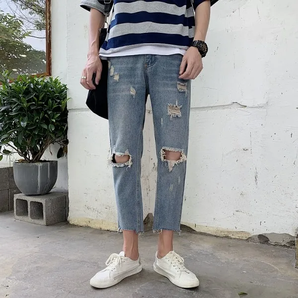 Ripped Jeans Men Clothes 2019 Summer 