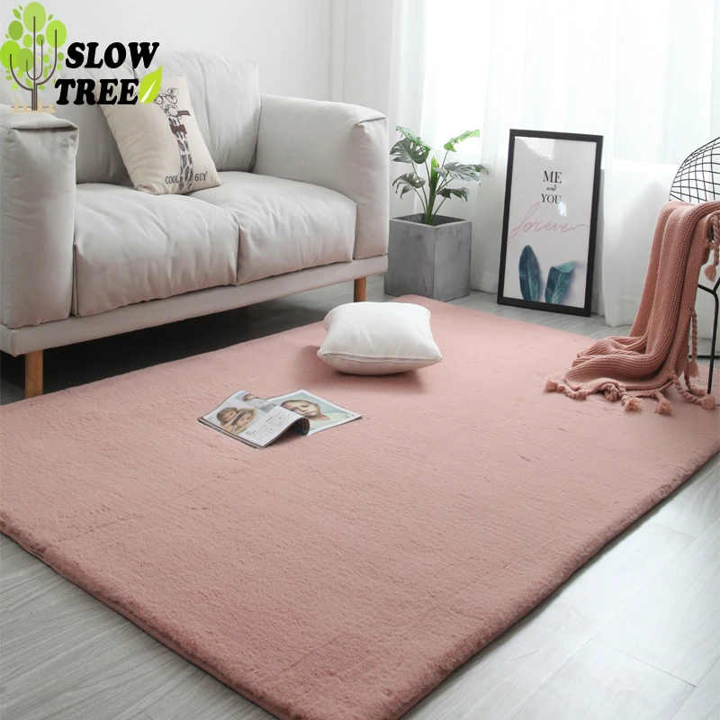 Slow Tree Nordic Imitation Rabbit Fur Carpet For Bedroom Large Pink Beige Mattress Home Area Livingroom Rugs Table Soft Bed Mat Aliexpress Home Garden